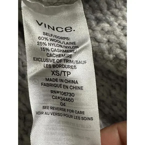 Vince lagenlook wool/cashmere grey chunky textured open cardigan sweater Size XS - Picture 2 of 7